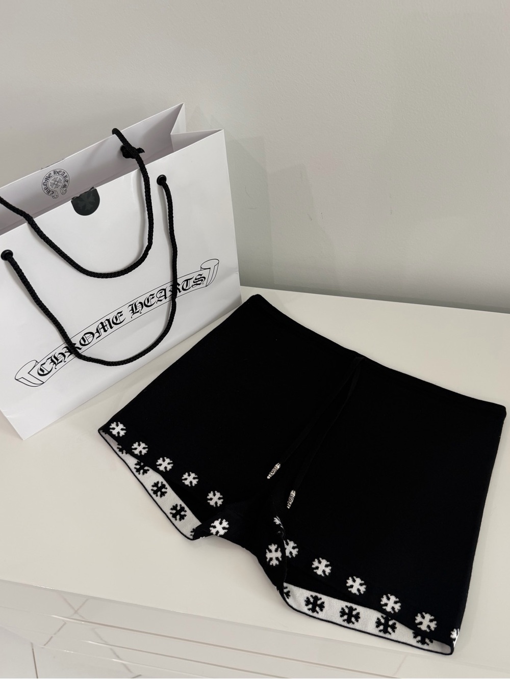 Chrome Hearts Black Women's Shorts with White Floral Trim - Picture 1 of 7